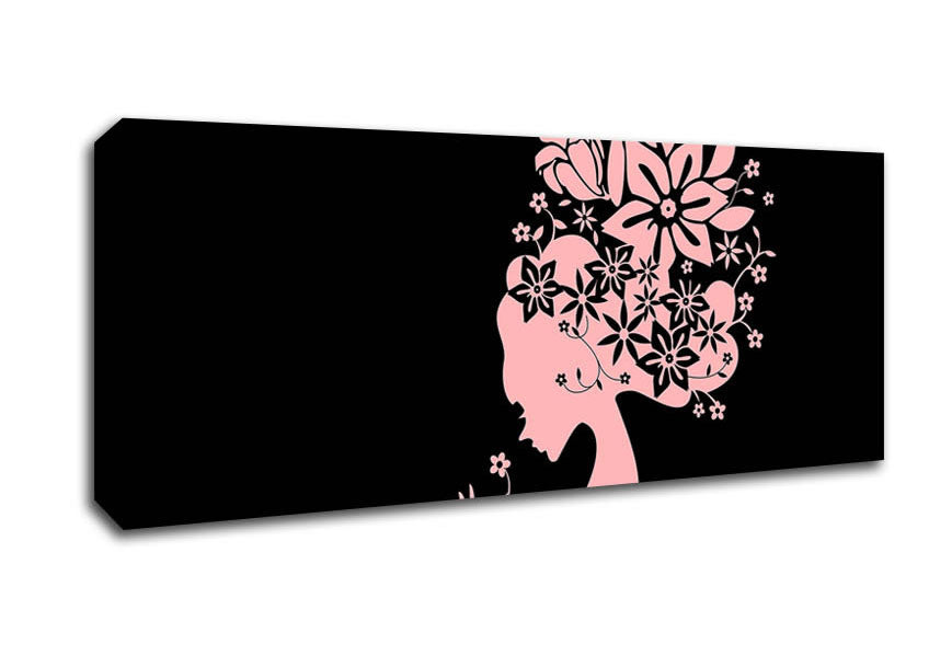 Picture of The Flower Girl Black Panoramic Canvas Wall Art