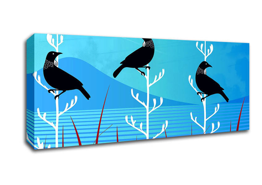 Picture of Tui Birds Panoramic Canvas Wall Art