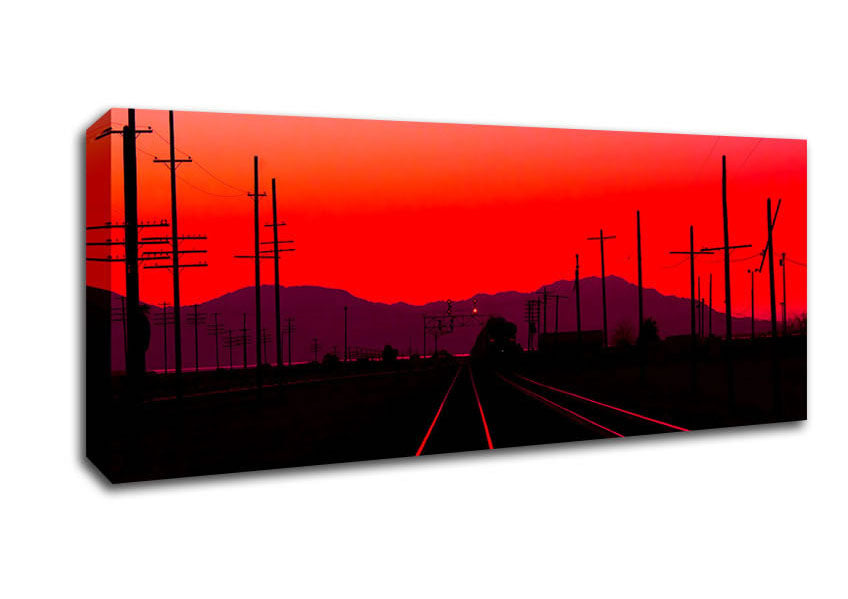 Picture of Railtracks At Dusk Panoramic Canvas Wall Art