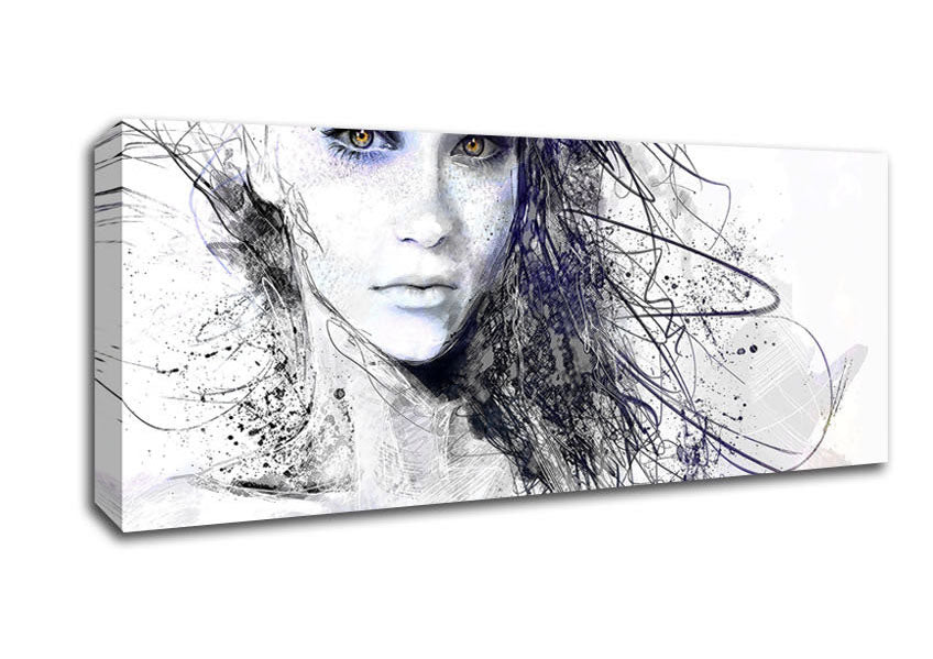 Picture of Urban Girl Drawing Panoramic Canvas Wall Art