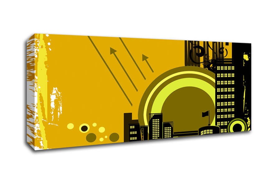 Picture of Contemporary City Sun Yellow Panoramic Canvas Wall Art