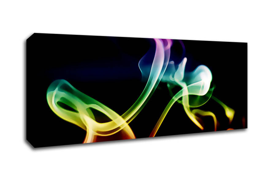 Picture of Rainbow Smoke On Black Panoramic Canvas Wall Art