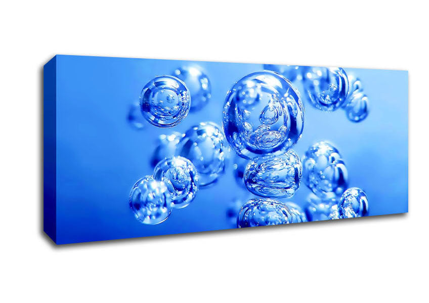 Picture of Liquid Blue Bubbles Panoramic Canvas Wall Art