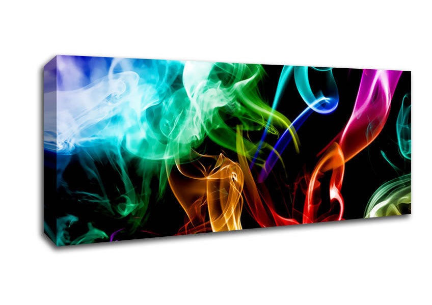 Picture of Mulit-Coloured Smoke On Black Panoramic Canvas Wall Art