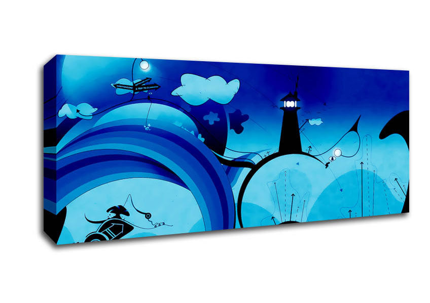 Picture of Magical Blue Lighthouse Panoramic Canvas Wall Art