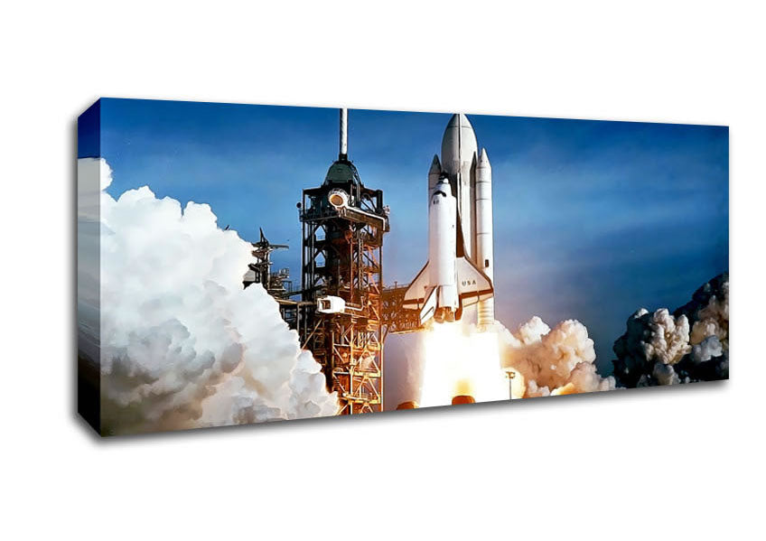 Picture of Space Shuttle Take Off Panoramic Canvas Wall Art