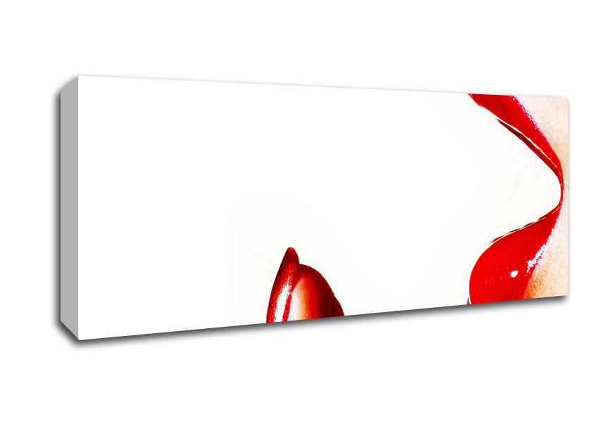 Picture of Red Gloss Lips Panoramic Canvas Wall Art