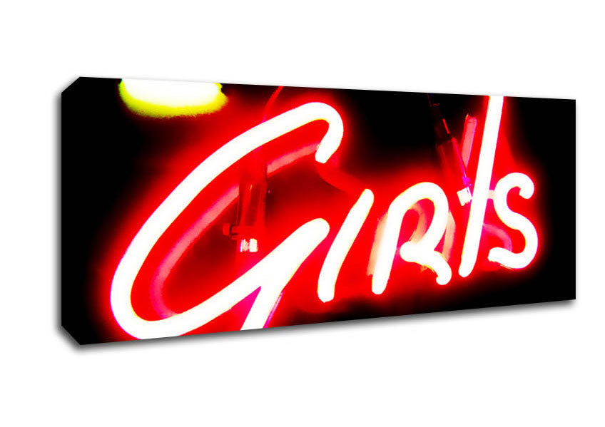 Picture of Neon Girls Sign Panoramic Canvas Wall Art