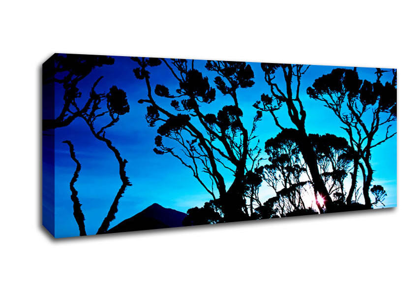 Picture of Distant Mountain View Blue Panoramic Canvas Wall Art