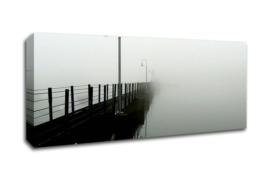 Picture of Misty Ocean Pier Panoramic Canvas Wall Art