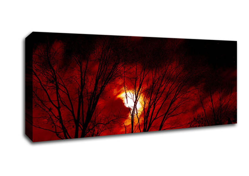 Picture of Red Moonlight Panoramic Canvas Wall Art