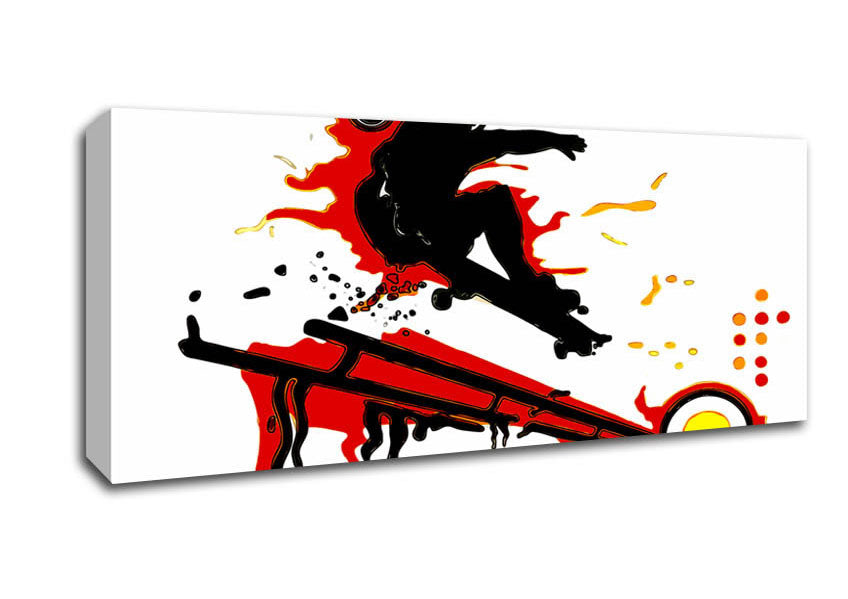Picture of Skateboarders Railing Panoramic Canvas Wall Art