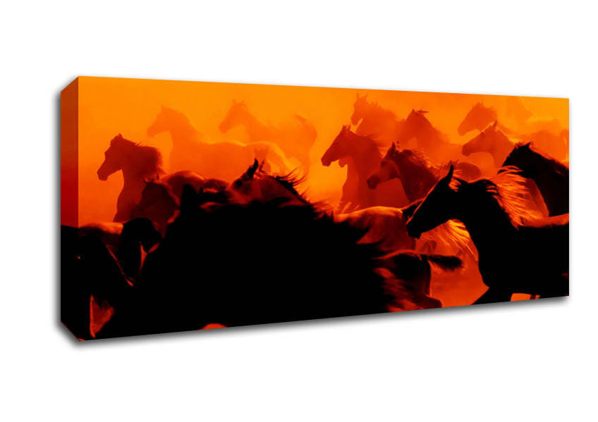 Picture of Stunning Wild Horses Panoramic Canvas Wall Art