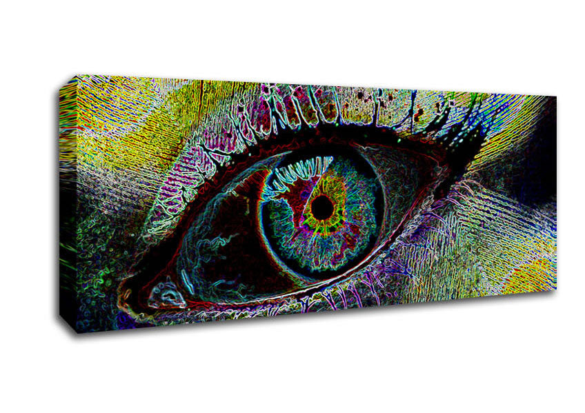 Picture of Psychedelic Peacock Eye Panoramic Canvas Wall Art