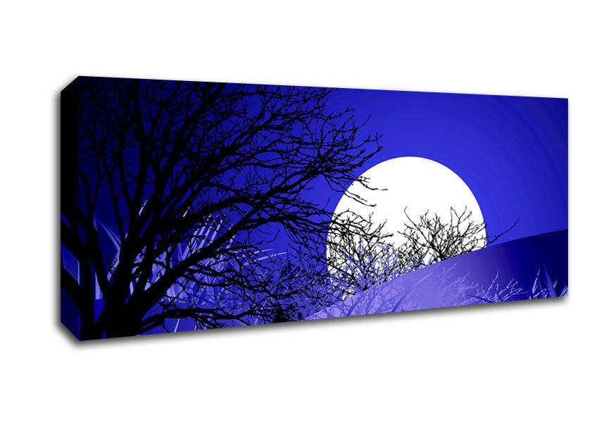 Picture of Purple Moonlit Landscape Panoramic Canvas Wall Art