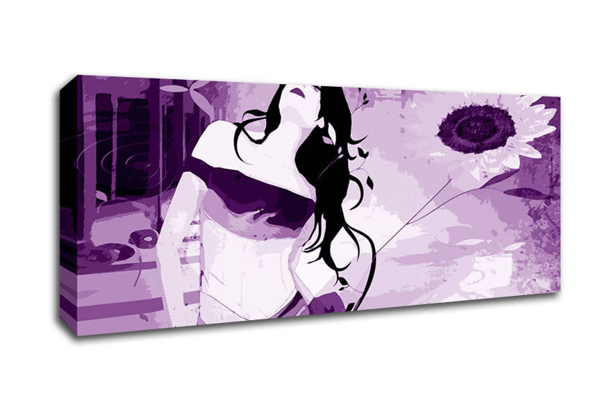 Picture of Purple Sunflower Woman Panoramic Canvas Wall Art