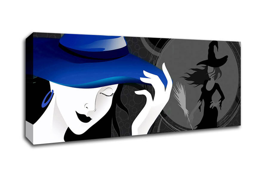 Picture of Woman In The Blue Hat Panoramic Canvas Wall Art