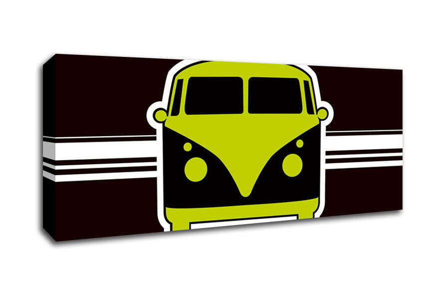 Picture of Retro Vw Camper Van Lime Green Panoramic Canvas Wall Art