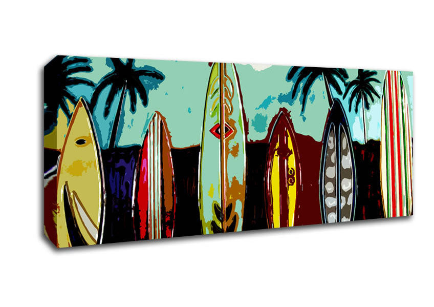 Picture of Surfboard Paradise Panoramic Canvas Wall Art