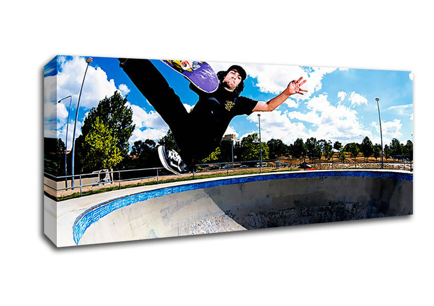 Picture of Skateboarders Flip Panoramic Canvas Wall Art