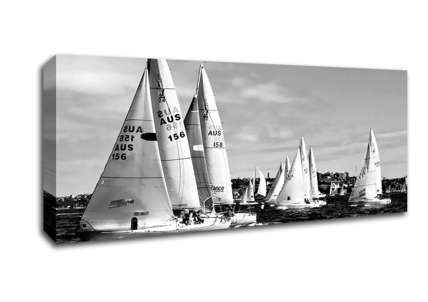 Picture of Sailboat Dream B n W Panoramic Canvas Wall Art