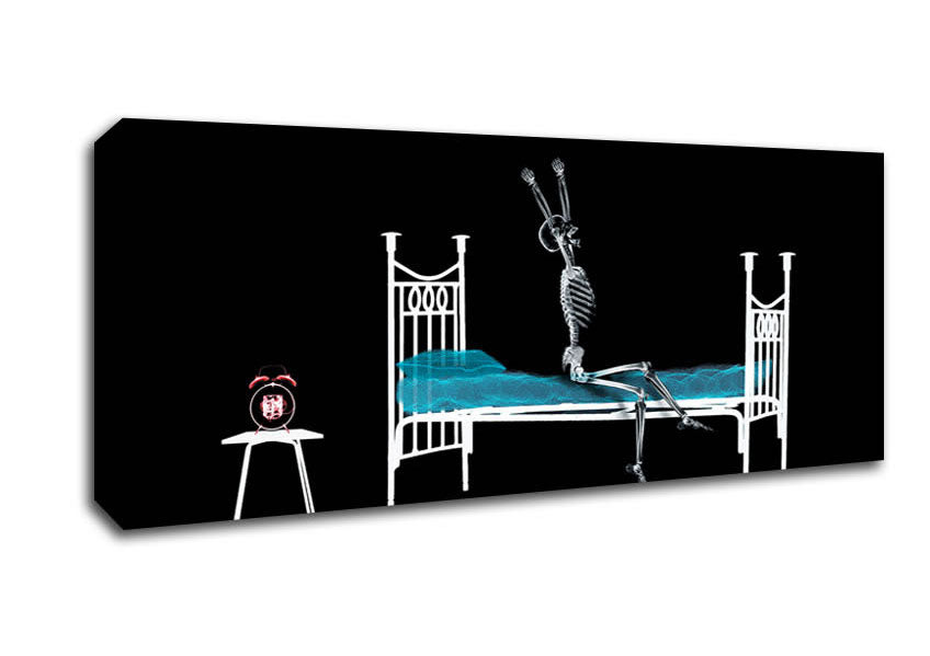 Picture of Skeleton Alarm Clock Panoramic Canvas Wall Art