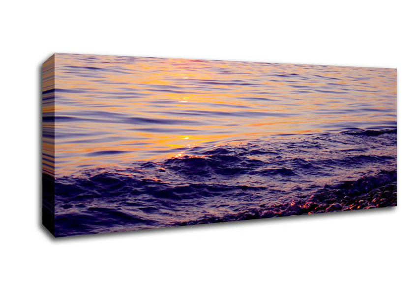 Picture of Orange Sunset Ocean Glisten Panoramic Canvas Wall Art