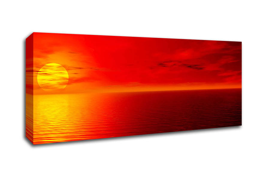 Picture of Orange Sunlit Ocean Panoramic Canvas Wall Art
