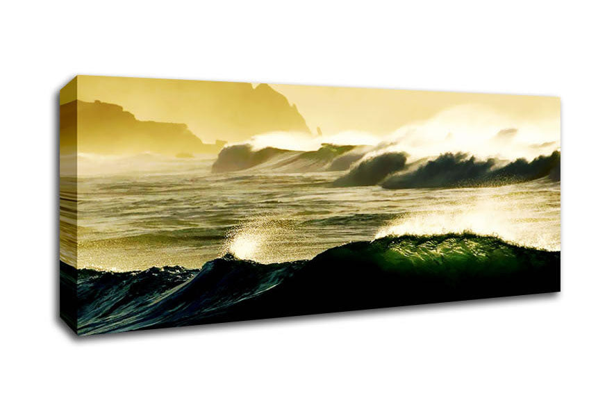 Picture of Mountain View Waves Panoramic Canvas Wall Art