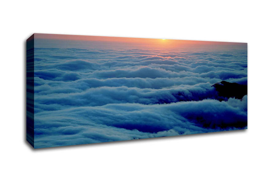 Picture of Gentle Ocean Wave Clouds Panoramic Canvas Wall Art