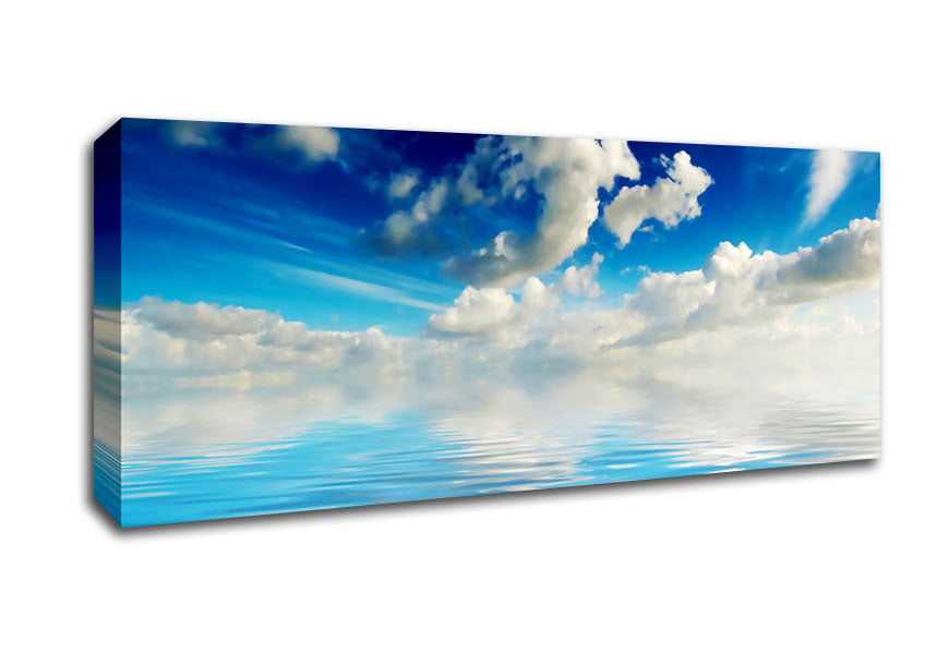 Picture of Dramatic Ocean Clouds Baby Blue Panoramic Canvas Wall Art
