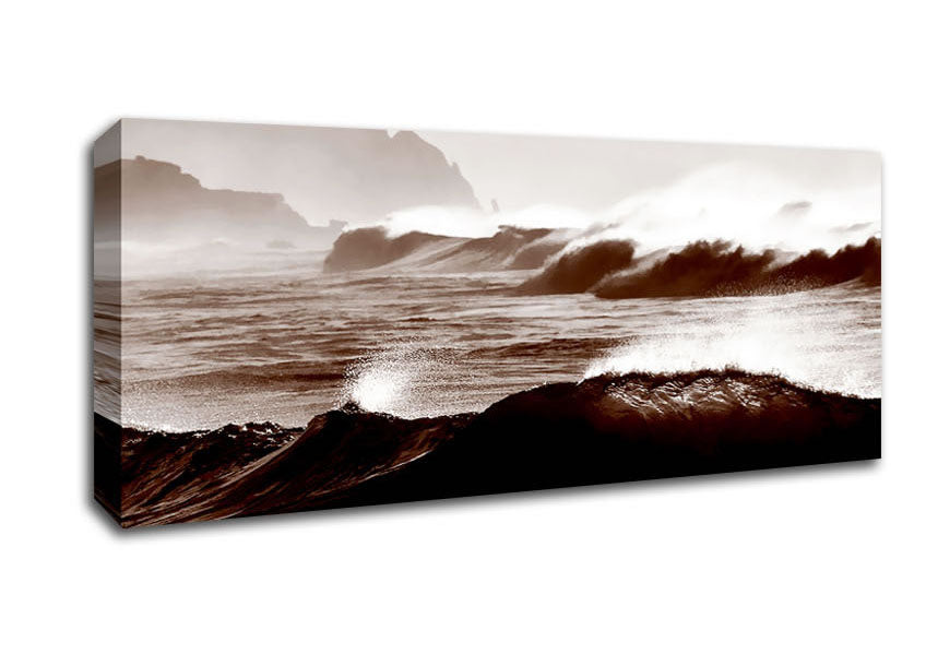 Picture of Chocolate Waves Crashing Panoramic Canvas Wall Art