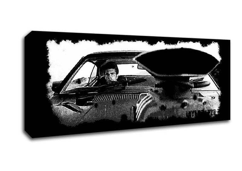 Picture of Mad Max Car B n W Panoramic Canvas Wall Art