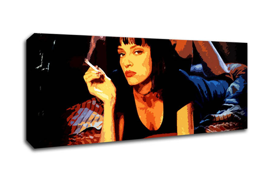 Picture of Pulp Fiction Mia Smoking Panoramic Canvas Wall Art