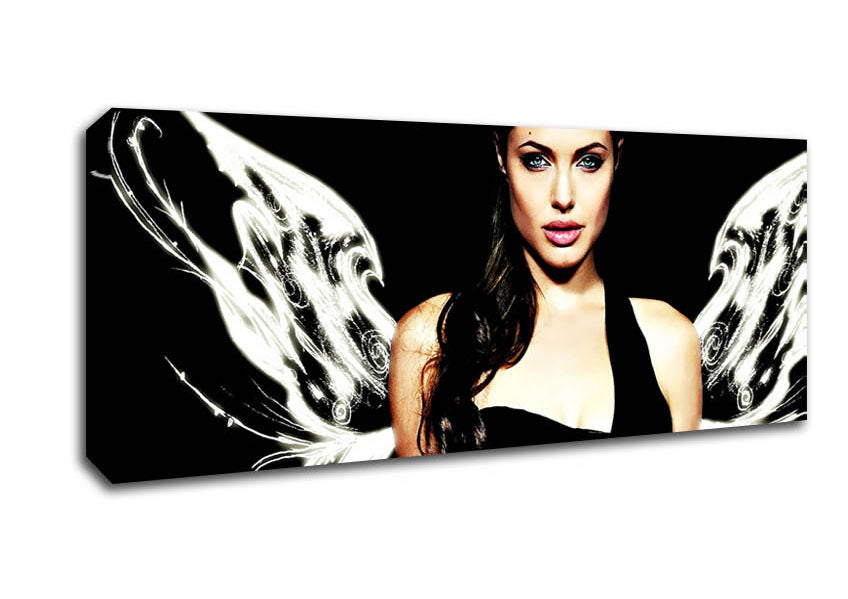 Picture of Angelina Jolie Angel Wings Panoramic Canvas Wall Art