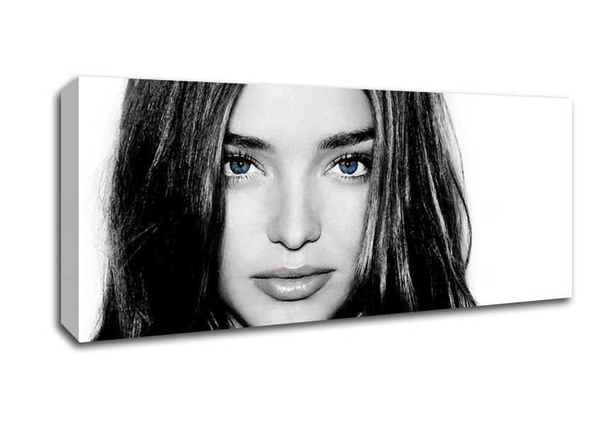 Picture of Miranda Kirr Face B n W Panoramic Canvas Wall Art