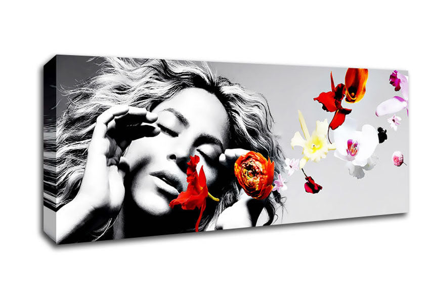 Picture of Shakira Orange Flowers Panoramic Canvas Wall Art
