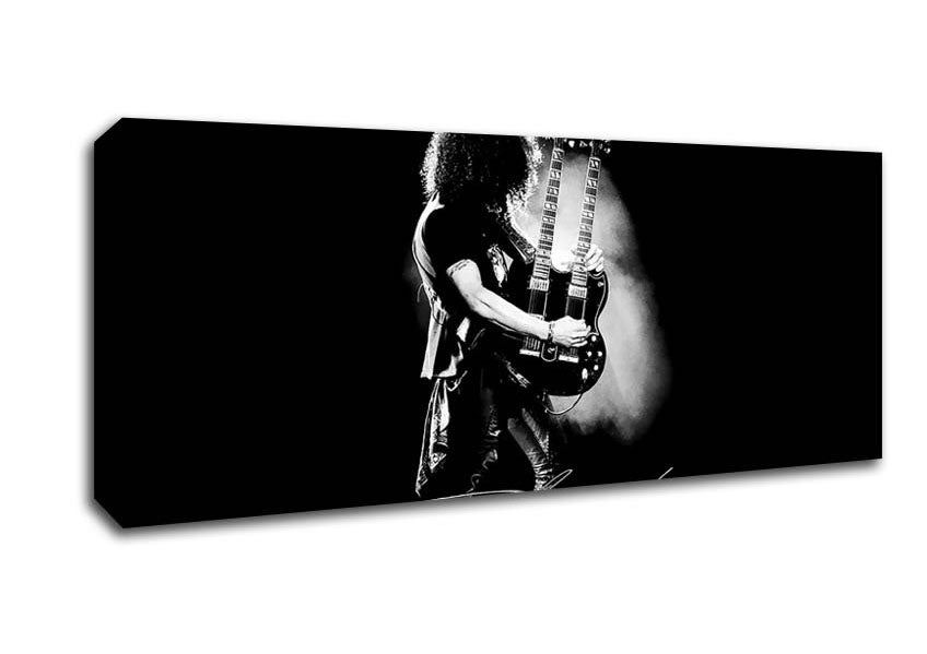 Picture of Slash Double Guitar B~w Panoramic Canvas Wall Art