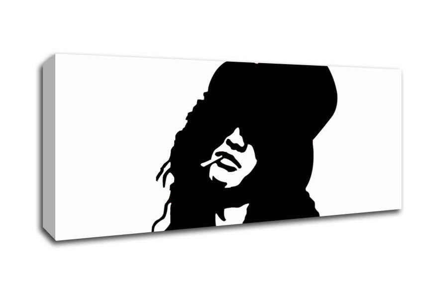 Picture of Slash Top Hat Black And White Panoramic Canvas Wall Art