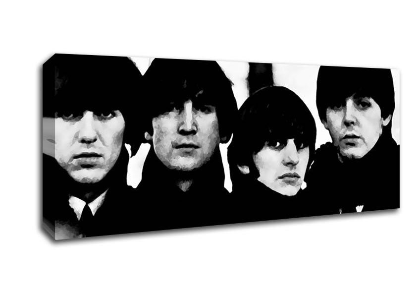 Picture of The Beatles In Liverpool Faces Panoramic Canvas Wall Art