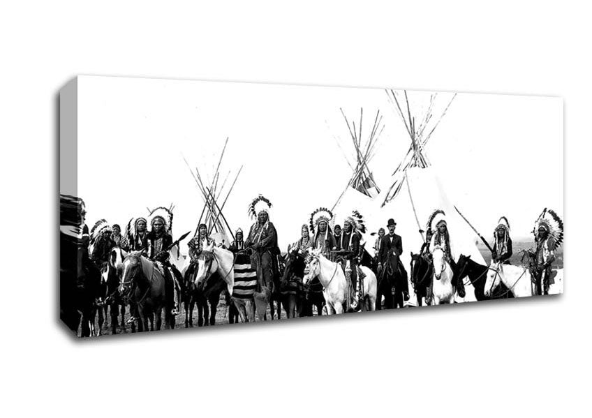 Picture of Native American Indians Panoramic Canvas Wall Art