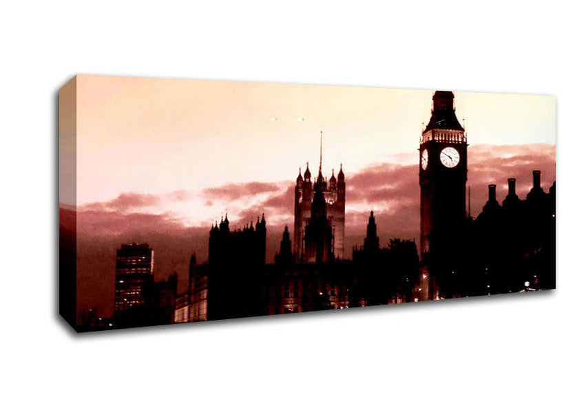 Picture of London Big Ben St Pauls Retro Panoramic Canvas Wall Art