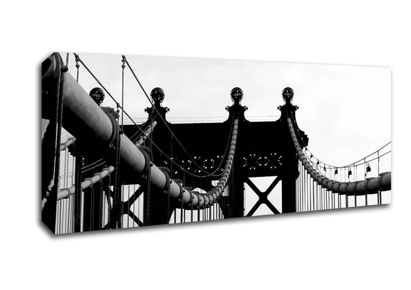Picture of Brooklyn Bridge Close-Up B n W Panoramic Canvas Wall Art