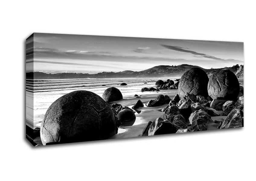 Picture of Rocks On A Beach Panoramic Canvas Wall Art