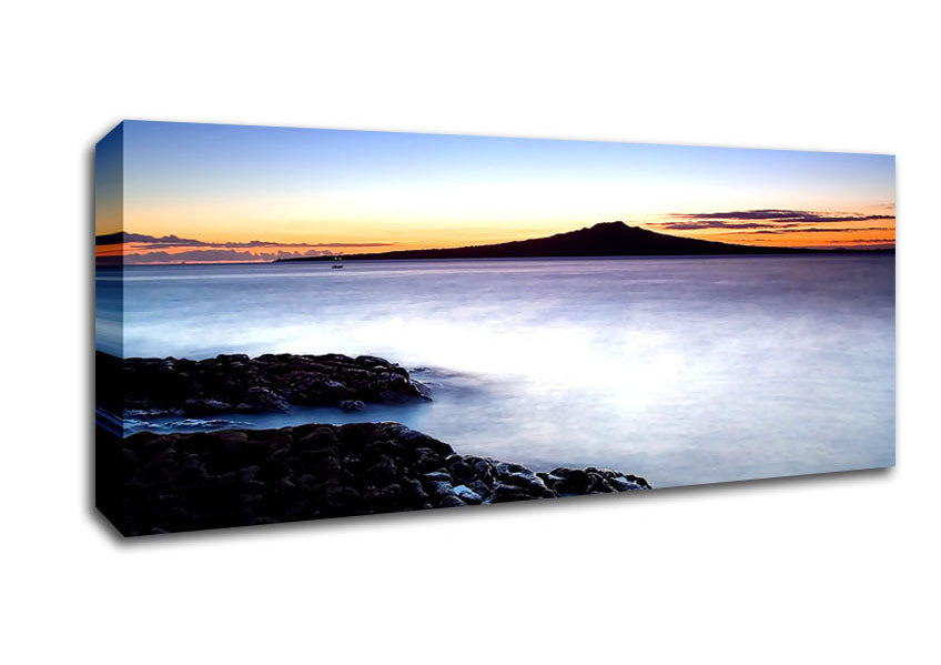 Picture of Misty Ocean At Dusk Panoramic Canvas Wall Art