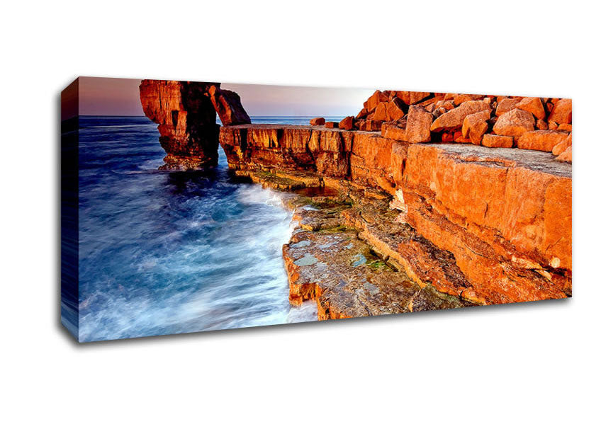 Picture of Rocky Beach Swell Panoramic Canvas Wall Art