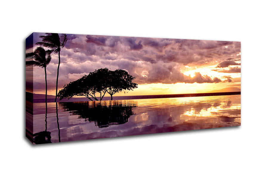 Picture of Stunning Tree In The Cloudy Sky Ocean Panoramic Canvas Wall Art