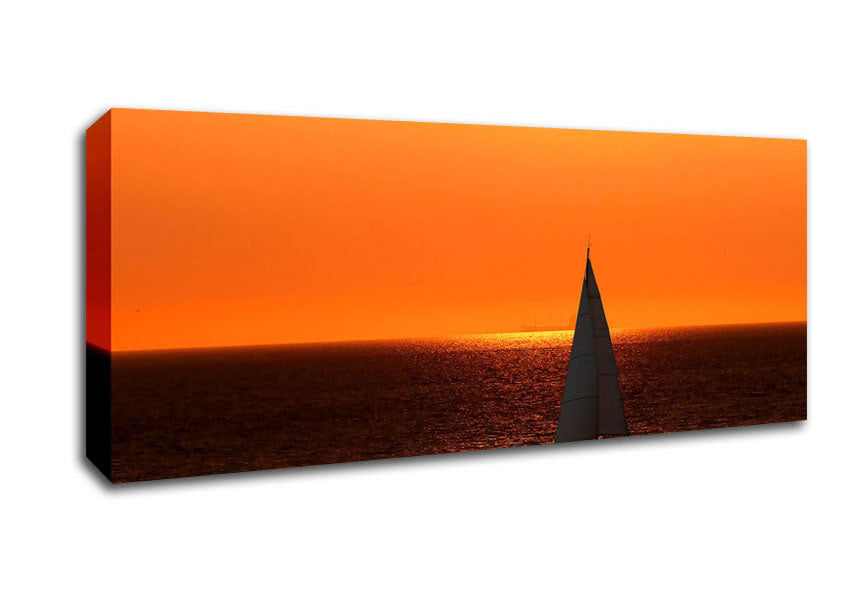 Picture of Sailing In The Stunning Sunset Ocean Panoramic Canvas Wall Art