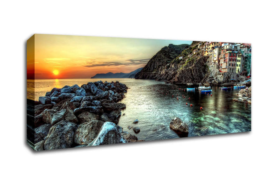 Picture of Coastal City Ocean Panoramic Canvas Wall Art
