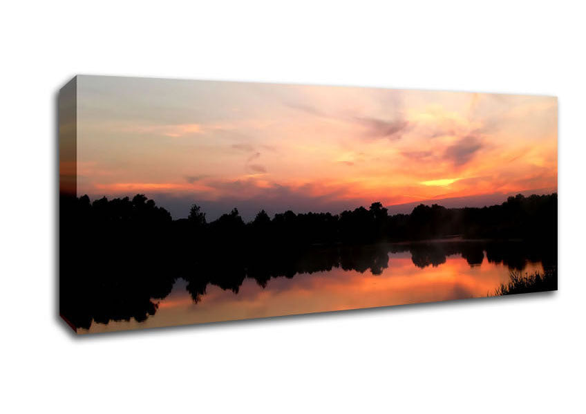 Picture of Sunset Tree Reflections Panoramic Canvas Wall Art